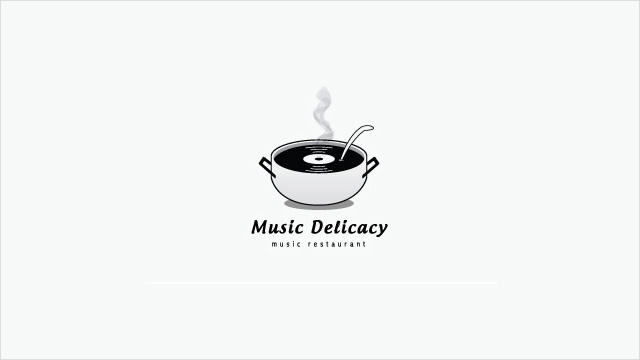 Music Delicacy： 音乐餐厅的标志设计。 音乐就像煮汤一样娓娓道来。
