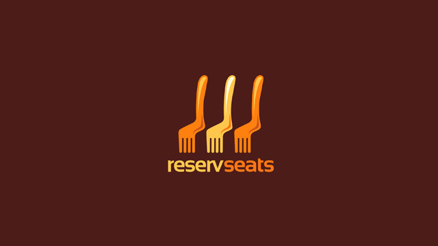 Reservseats：餐厅预约网站的logo设计。看出来了吗？既是叉子，又是凳子。