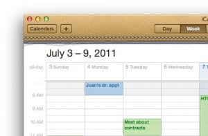 当前版本的OS X的日历采用缝制的皮革质地和纸纹撕边，看起来像是一个真实的日历。